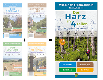 Kartenset der Harz in 4 Teilen